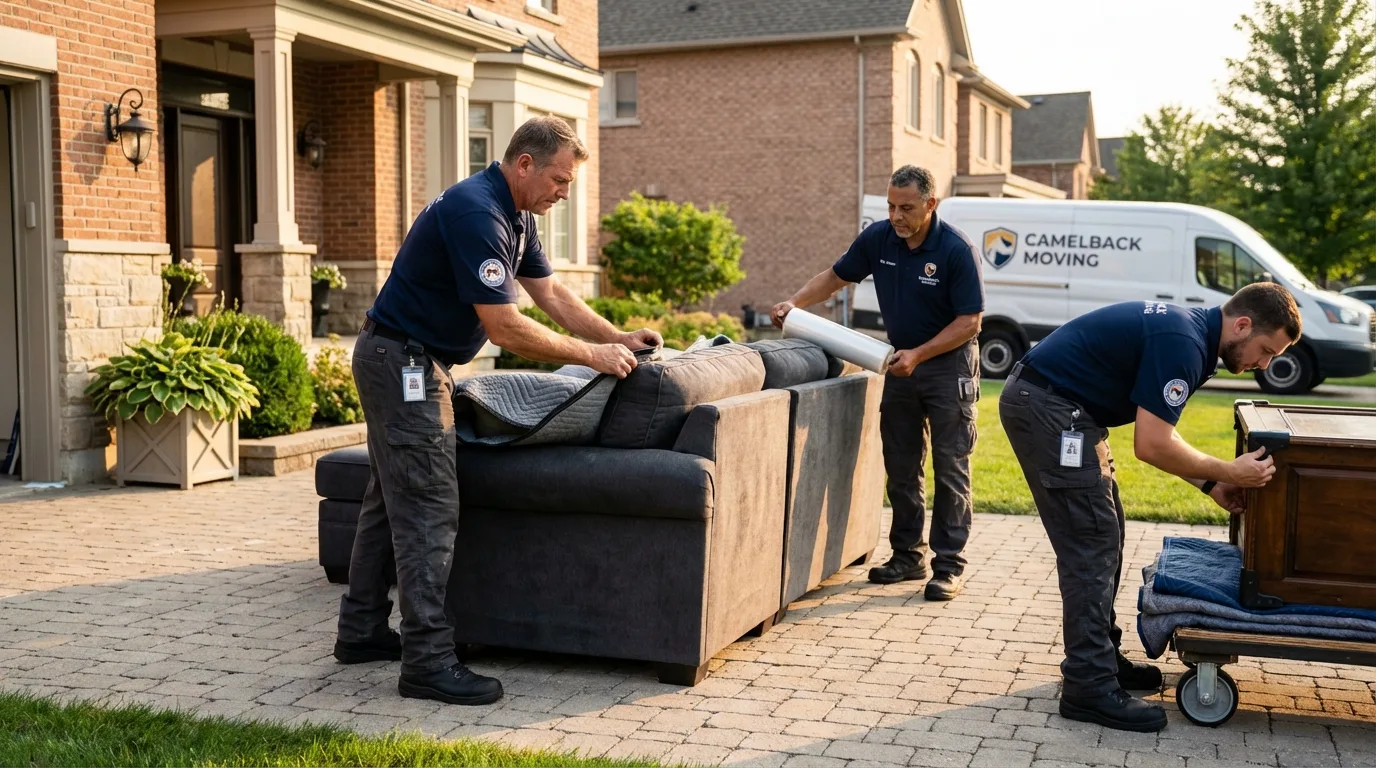 Large estate moving crew wrapping furniture in Saint Peters, MO