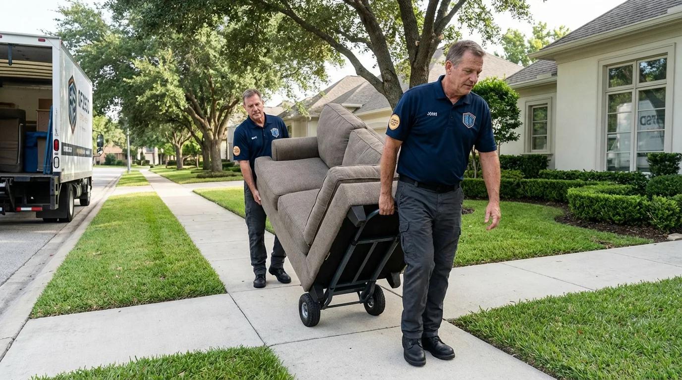 Local residential moving crew loading furniture in Saint Peters, MO