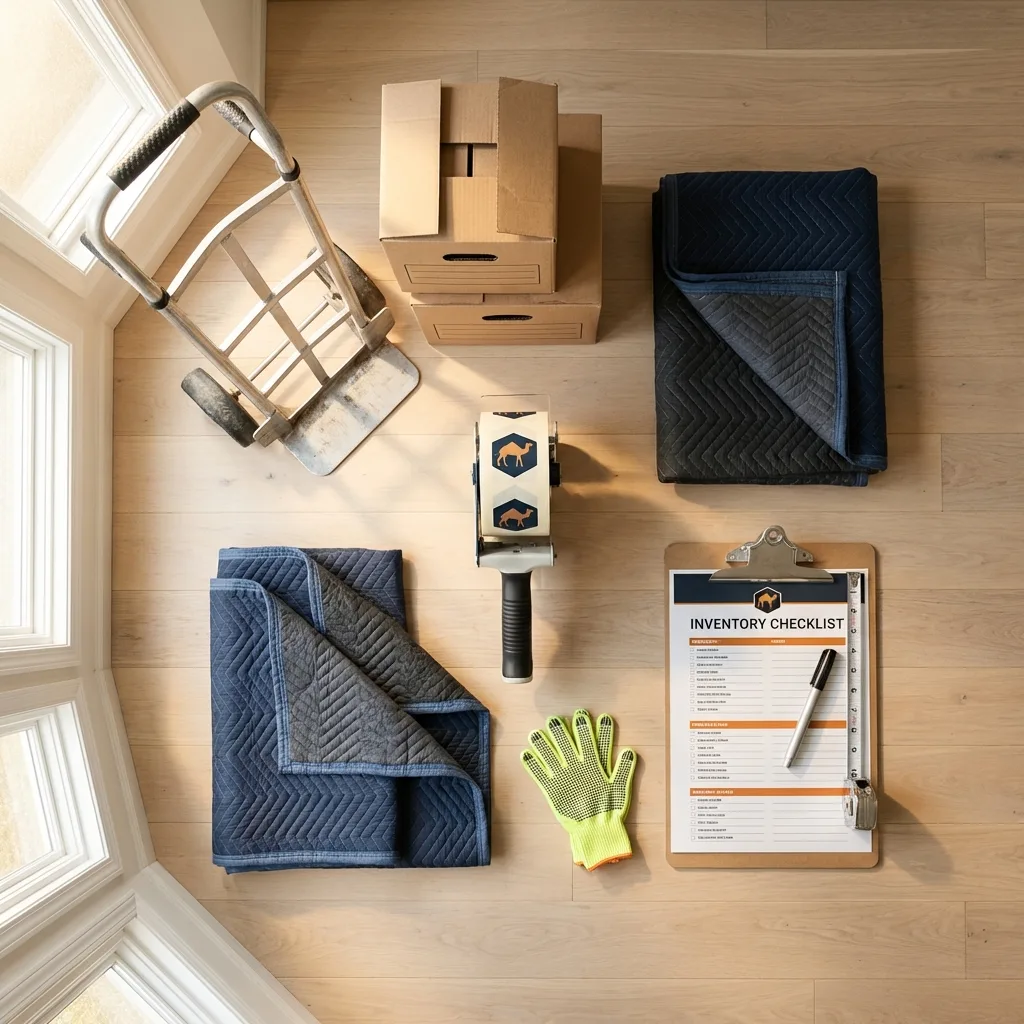 Professional moving supplies and packing materials layout for Saint Peters residential relocations